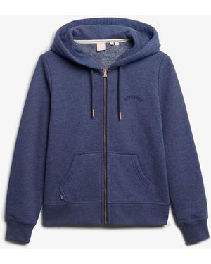 Superdry Marl Essential Logo Zip Hoodie - Blue
