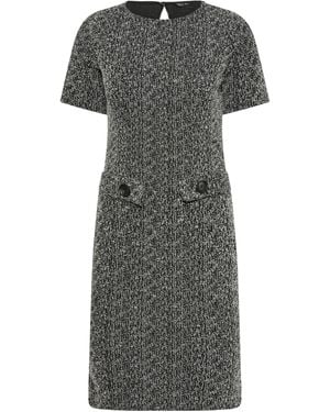 M Com Petite Jaquard Button Work Dress - Gray