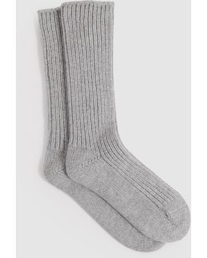 Reiss Carmen Rib-Knit Socks With Cashmere - Grey