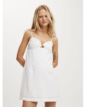 Cotton On Luxe Linen Strappy Dress - White