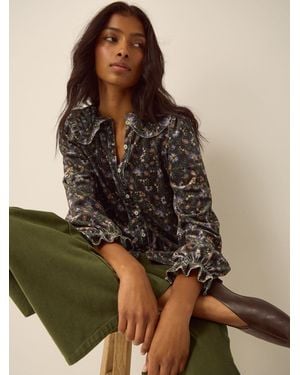 Monsoon Carly Floral Velvet Shirt - Brown