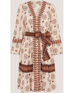 Monsoon Carrie Floral Print Mini Dress - Natural