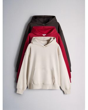 The Set 3 Pack Sweat Hoodies//Neutral - Red