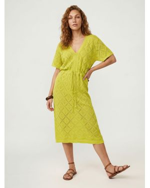 Raffya Santorina Knitted Midi Dress - Yellow