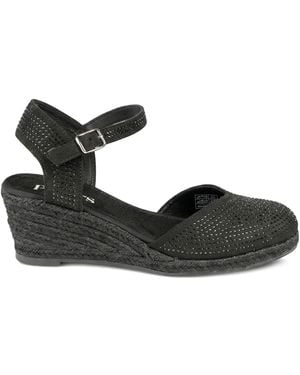 Pavers Memory Foam Buckled Espadrilles - Black