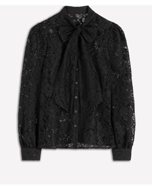 Boden Lace Tie Neck Top - Black