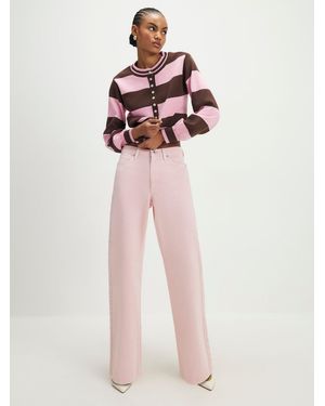River Island High Rise Relaxed Straight Jeans - Pink