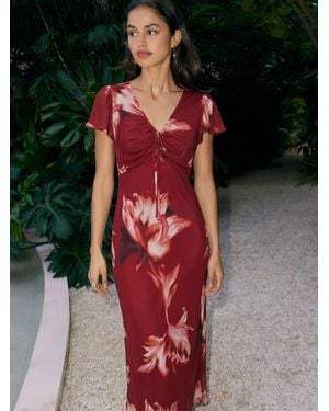 Friends Like These Flutter Sleeve Midi Dress - Red