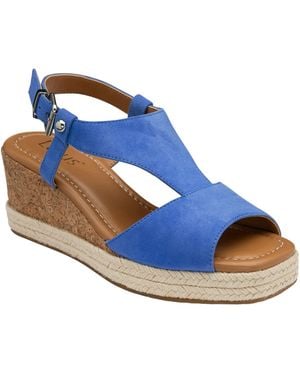 Lotus Wedge Espadrille Sandals - Blue