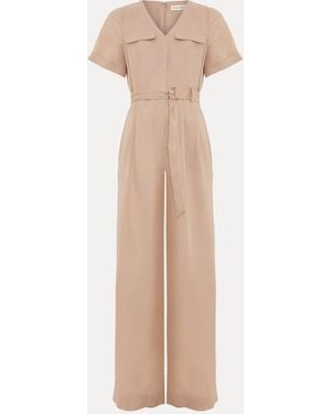 Phase Eight Daniela Linen Wide Leg Jumpsuit - Natural