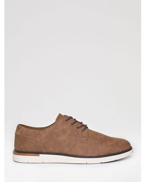 Threadbare Faux Suede Derby Shoes - Brown