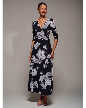 Jolie Moi Jersey Ruched Waist Fit & Flare Maxi Dress - Gray