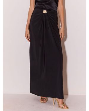 Lipsy Slinky Ruched Hardware Maxi Skirt - Natural