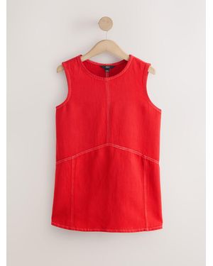 Next Crew Neck Lightweight Denim Tunic Top - Red