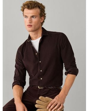 Hackett Tailored Fit Smart Babycord Shirt - Black