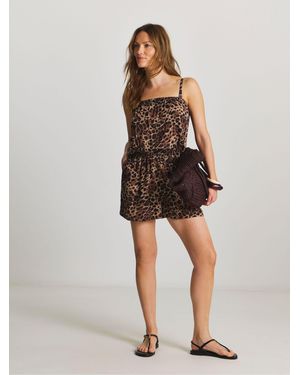 Simply Be Magisculpt Shirred Beach Playsuit - Multicolor