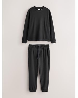 Next Charcoal Long Sleeve Soft Waffle Pajamas Set - Blue
