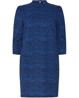 M Com Leaf Print Tunic Dress - Blue