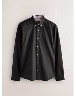 Next Stretch Oxford Long Sleeve Shirt - Black