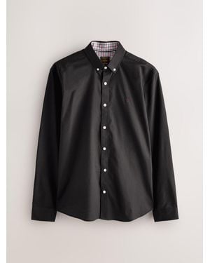 Next Stretch Oxford Long Sleeve Shirt - Black