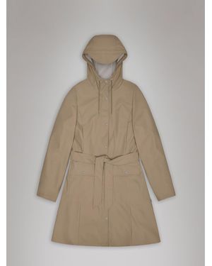 Rains Curve Long Waterproof Jacket - Natural