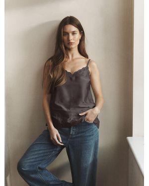 Next Chocolate Scalloped Embroidered Cami Top - Blue