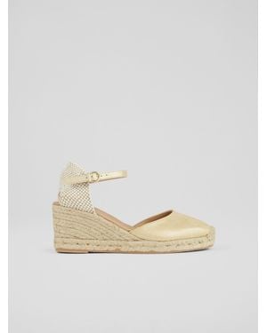 LK Bennett Marissa Leather Ankle Strap Espadrilles - Natural