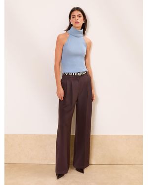 Lipsy X Gemma Owen Chocolate Petite Premium Wide Leg Tailored Pants - Natural