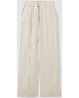 Reiss Atelier Wide Leg Crepe Pants With Wool - White