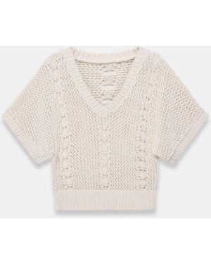Mint Velvet Cotton Blend Knit Top - Natural