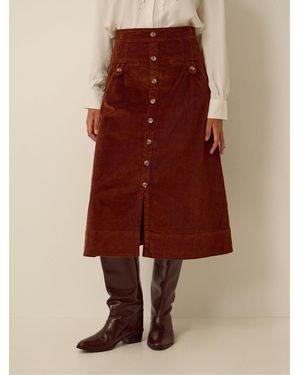 Monsoon Nicky Corduroy Midi Skirt - Brown