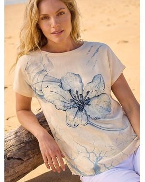 Roman Floral Print Embellished T-Shirt - Gray