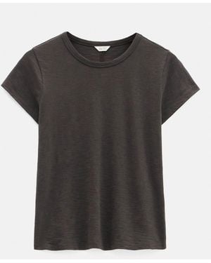 Hush Slim Fit Slub Cotton Crew Neck T-Shirt - Black