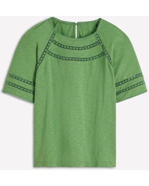 Boden Poppy Trim Crew T-Shirt - Green