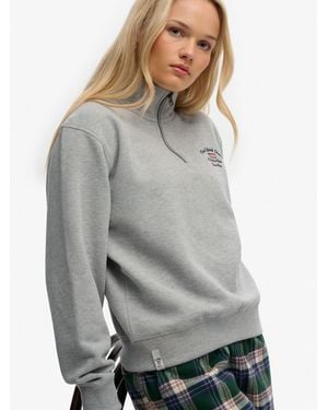 Superdry Athletic Essentials Graphic Half Zip Sweatshirt - Gray