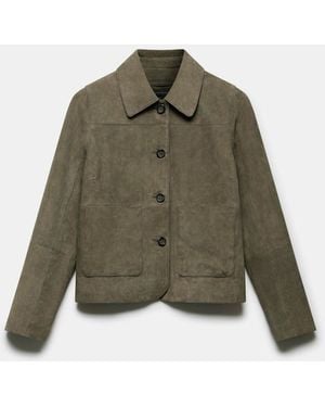 Mint Velvet Khaki Suede Jacket - Green