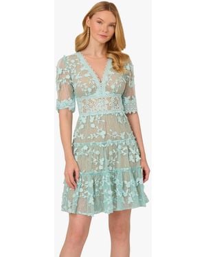 Adrianna Papell Lace Embroidery Dress - Green