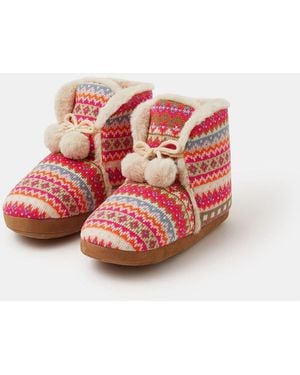 Accessorize Fair Isle Slipper Boots - Red