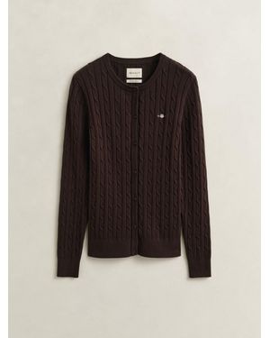 GANT Cotton Cable Knit Cardigan - Black