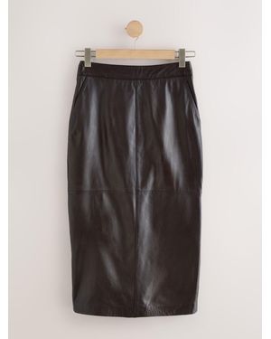 Next N. Premium Real Leather Pencil Skirt - Black
