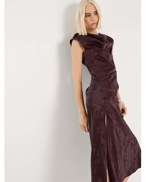 River Island Hammered Faux Leather Cowl Neck Maxi Dress