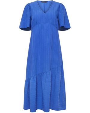 PixieGirl Petite Textured Asymmetric Midi Dress - Blue