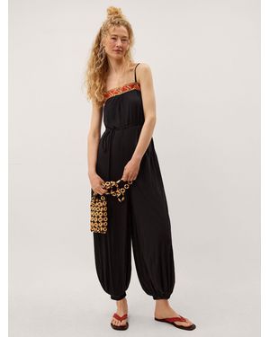Monsoon Matilda Embroidered Balloon Leg Jumpsuit - Black