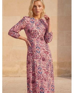 Roman Petite Abstract Print Midi Dress - Pink