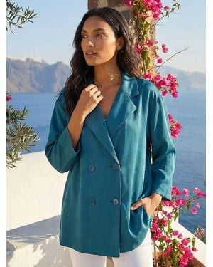 Roman Relaxed Textured Blazer - Blue