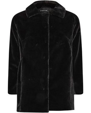 Evans Faux Fur Coat - Black