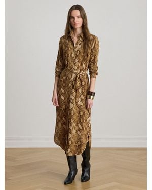 Ralph Lauren Python Print Midi Shirt Dress - Natur