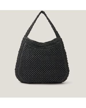 Monsoon Hari Scoop Raffia Shoulder Bag - Black