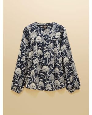 Joules Elodie Toile Popover Blouse - Blue