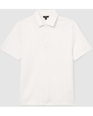 Reiss Reed Textured Concealed-Placket Polo Shirt - White